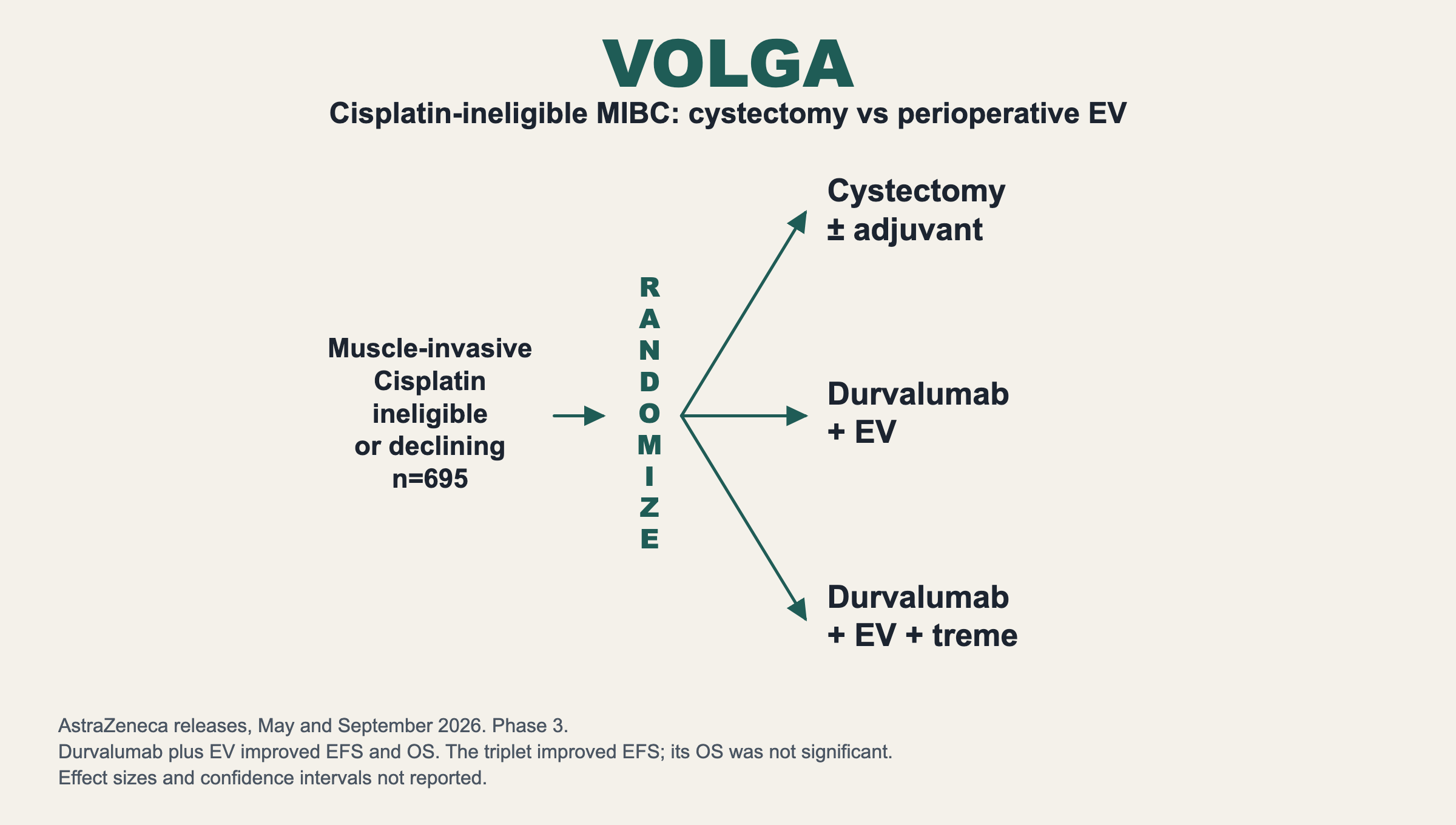 VOLGA. Cisplatin-ineligible MIBC: cystectomy vs perioperative EV